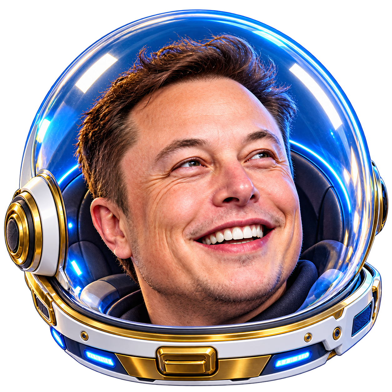 Elon Musk in a space helmet